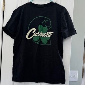 Carhartt Black Tee with Green Clover Graphic
